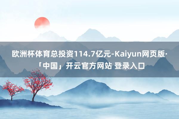 欧洲杯体育总投资114.7亿元-Kaiyun网页版·「中国」开云官方网站 登录入口