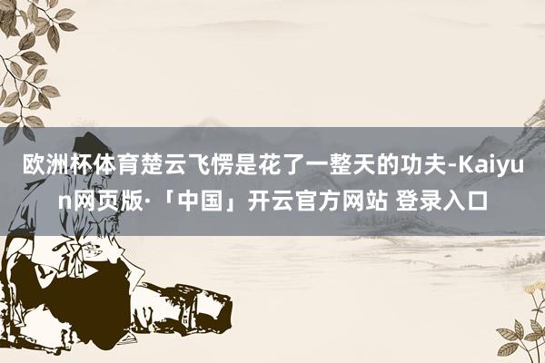 欧洲杯体育楚云飞愣是花了一整天的功夫-Kaiyun网页版·「中国」开云官方网站 登录入口