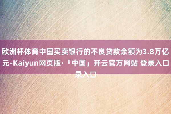 欧洲杯体育中国买卖银行的不良贷款余额为3.8万亿元-Kaiyun网页版·「中国」开云官方网站 登录入口