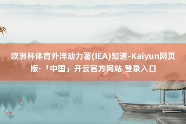 欧洲杯体育外洋动力署(IEA)知道-Kaiyun网页版·「中国」开云官方网站 登录入口
