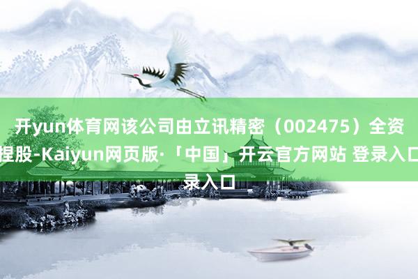 开yun体育网该公司由立讯精密（002475）全资捏股-Kaiyun网页版·「中国」开云官方网站 登录入口