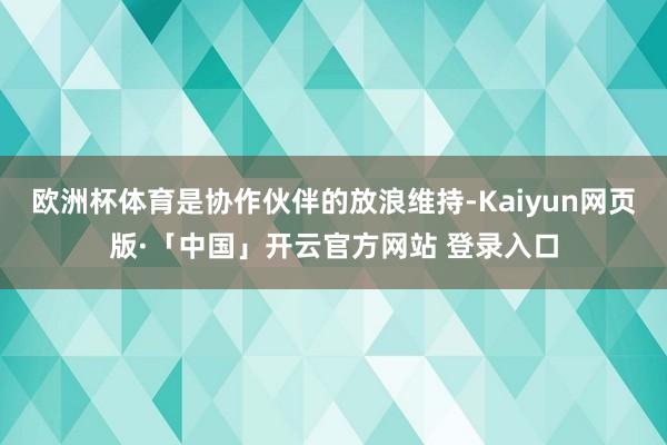 欧洲杯体育是协作伙伴的放浪维持-Kaiyun网页版·「中国」开云官方网站 登录入口